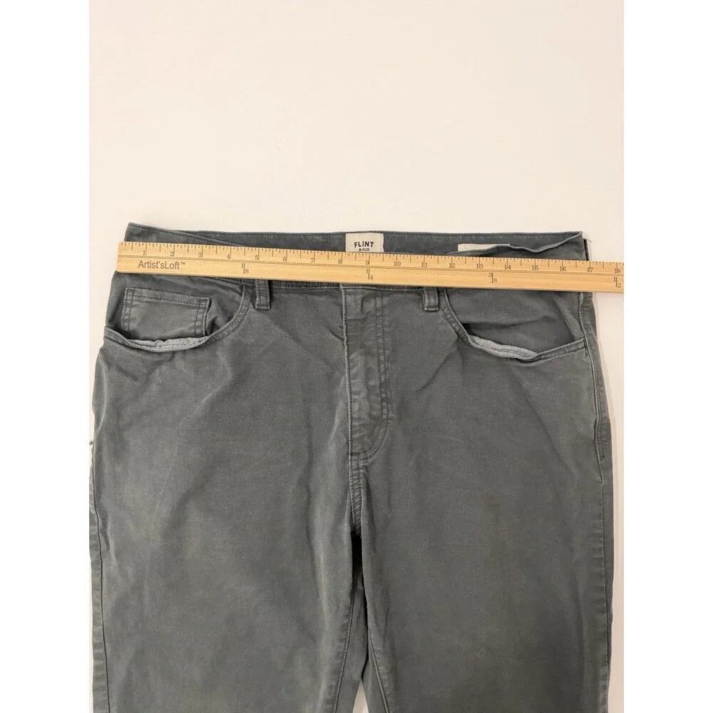 Flint And Tinder Pants Mens 34x30 Gray 365 Tapered 5 Pocket Stretch Casual